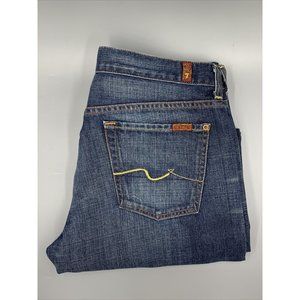 7 For All Mankind Mens Jeans 33X32 Med Wash Relaxed Fit Button Fly Cotton GUC